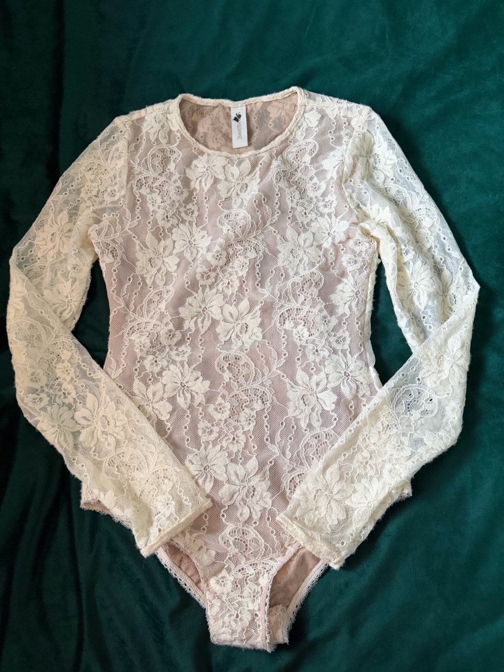 Zimmermann Ivory Lace Long-Sleeve Bandeau Bodysuit